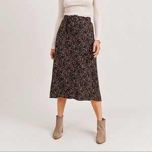 Paper Crane Midi Skirt with Belt